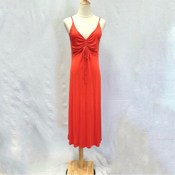 Lou & Grey Signaturesoft red poppy stretch jersey knit midi dress size medium - Picture 10 of 10